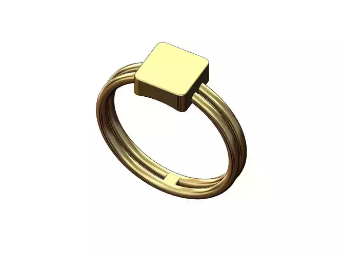 Double wire square simple signet ring US sizes 5to9 