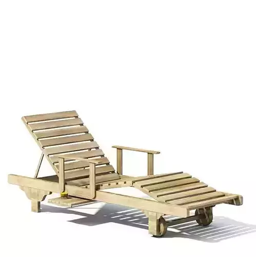 Oak Outdoor Lounge Chair With Wheels And Armrests