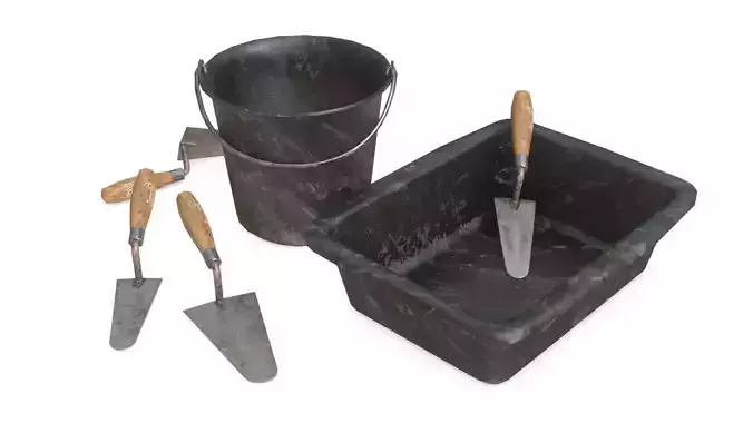 Mortar Tools Set Low-poly 3D model