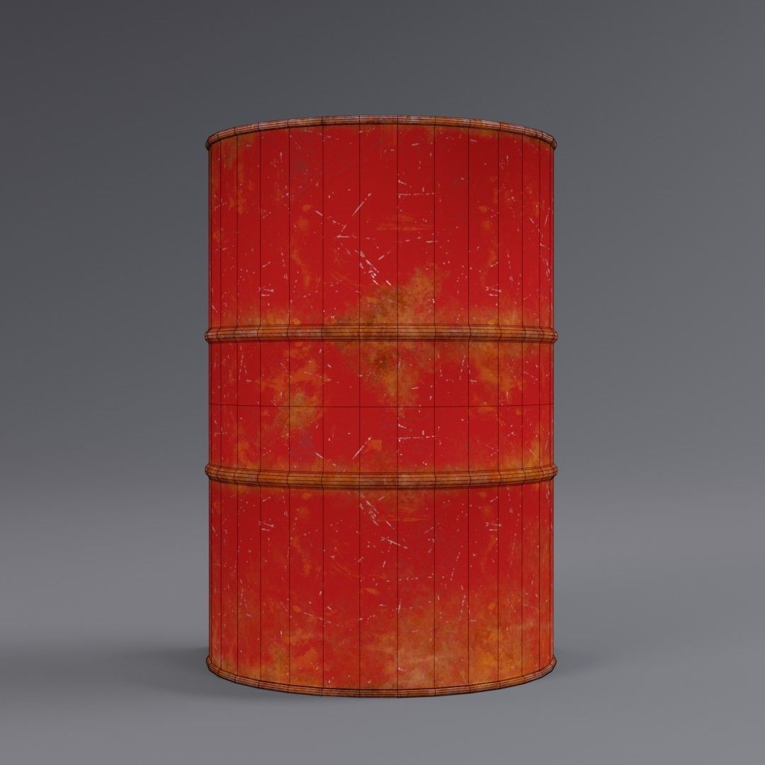 Barrel high and low-poly 3D model Low-poly 3D model_3