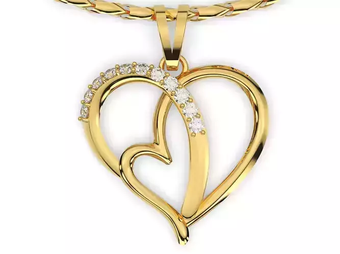 Beautiful heart pendant  gold printable jewelry 3D model