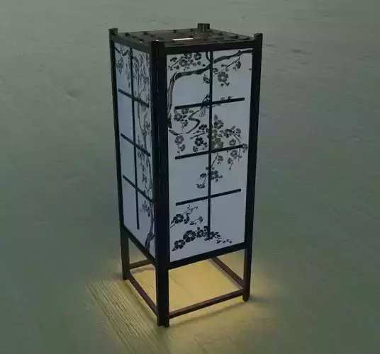 Japanese night lamp Low-poly 3D model