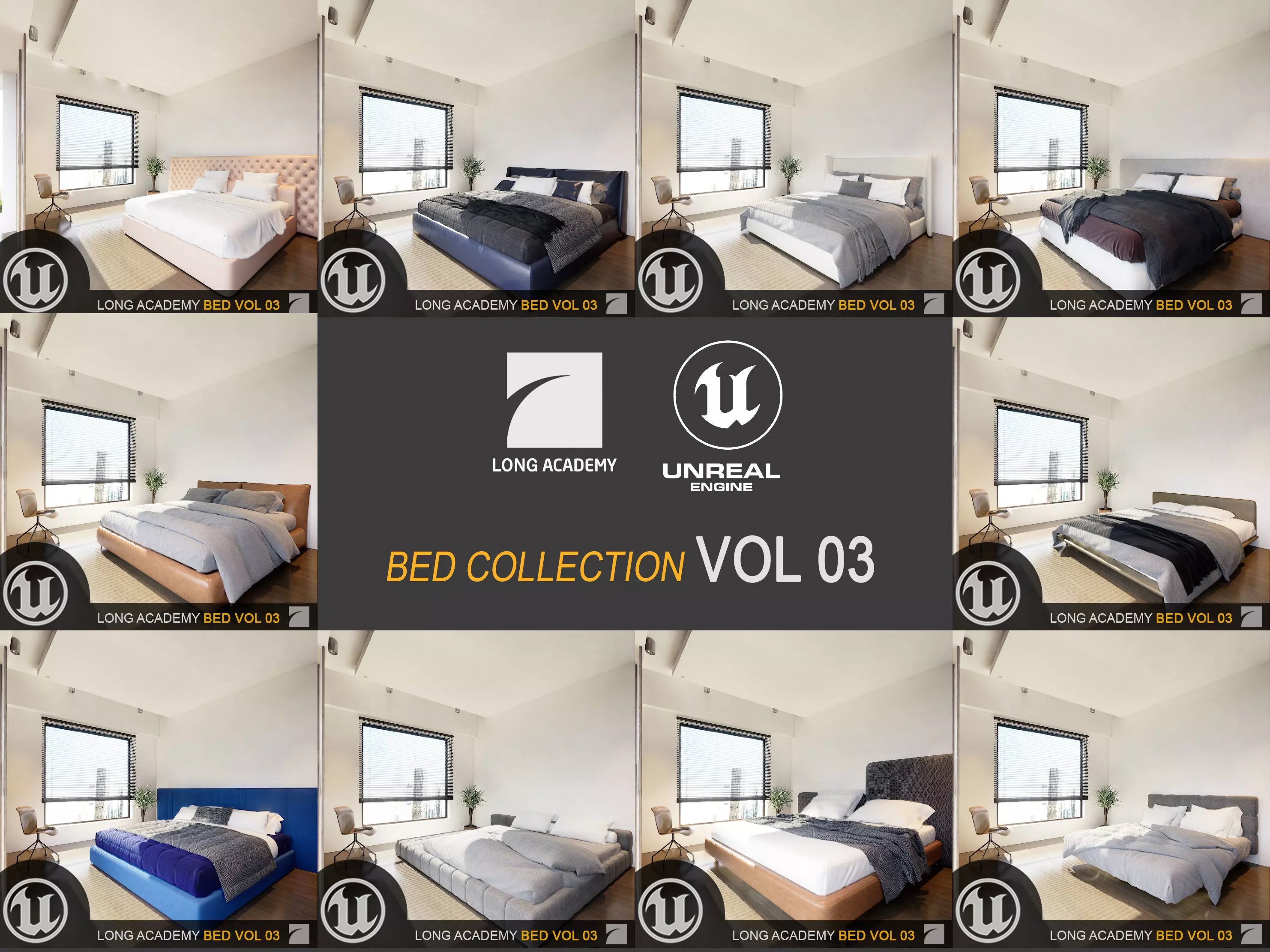 UE4- BED COLLECTION VOL003 Low-poly 3D model_0