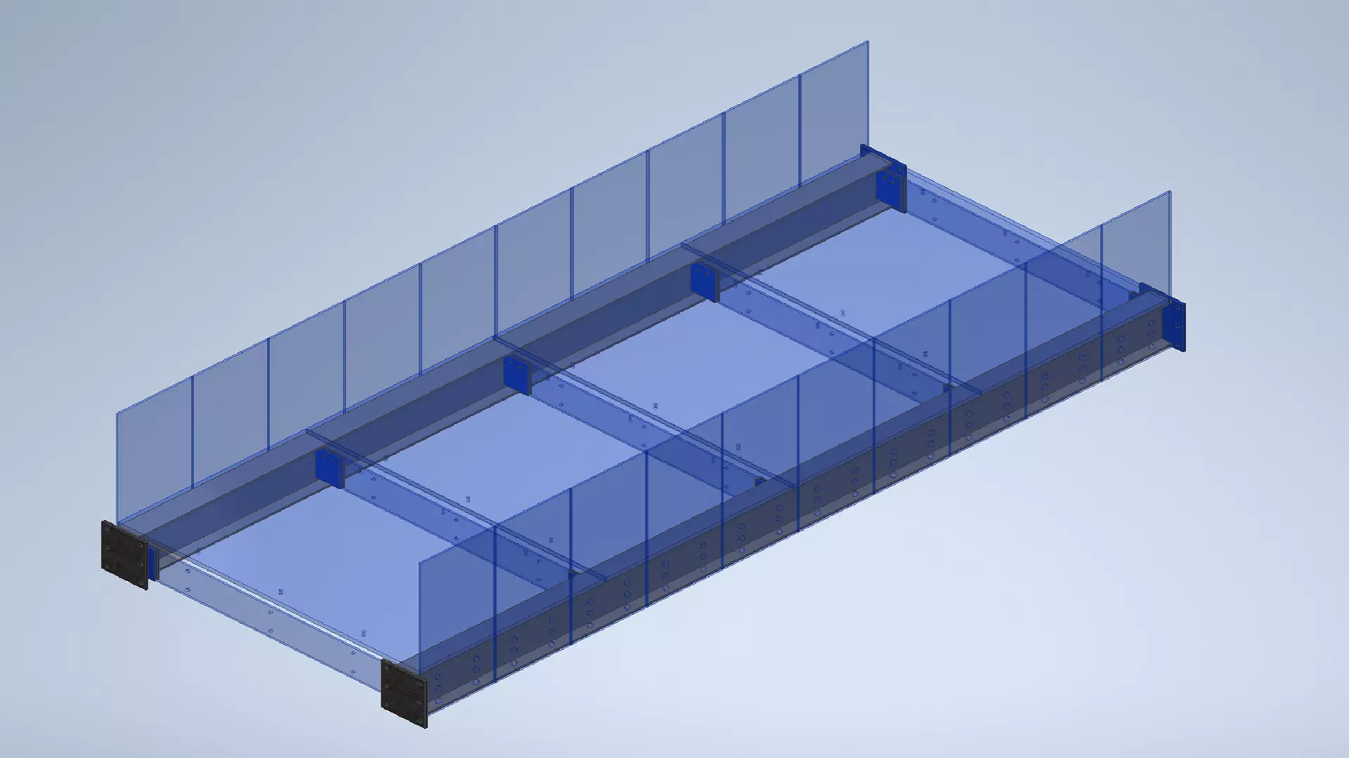 Glass bridge walkway skylight railing steel bridge 3D print model