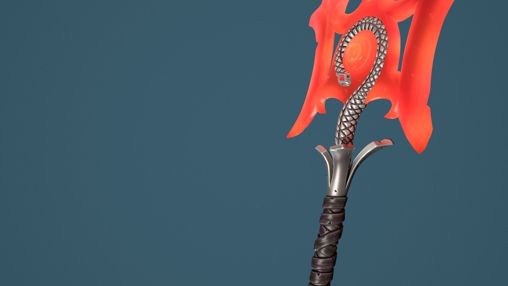 Snake poleaxe Low-poly 3D model_25