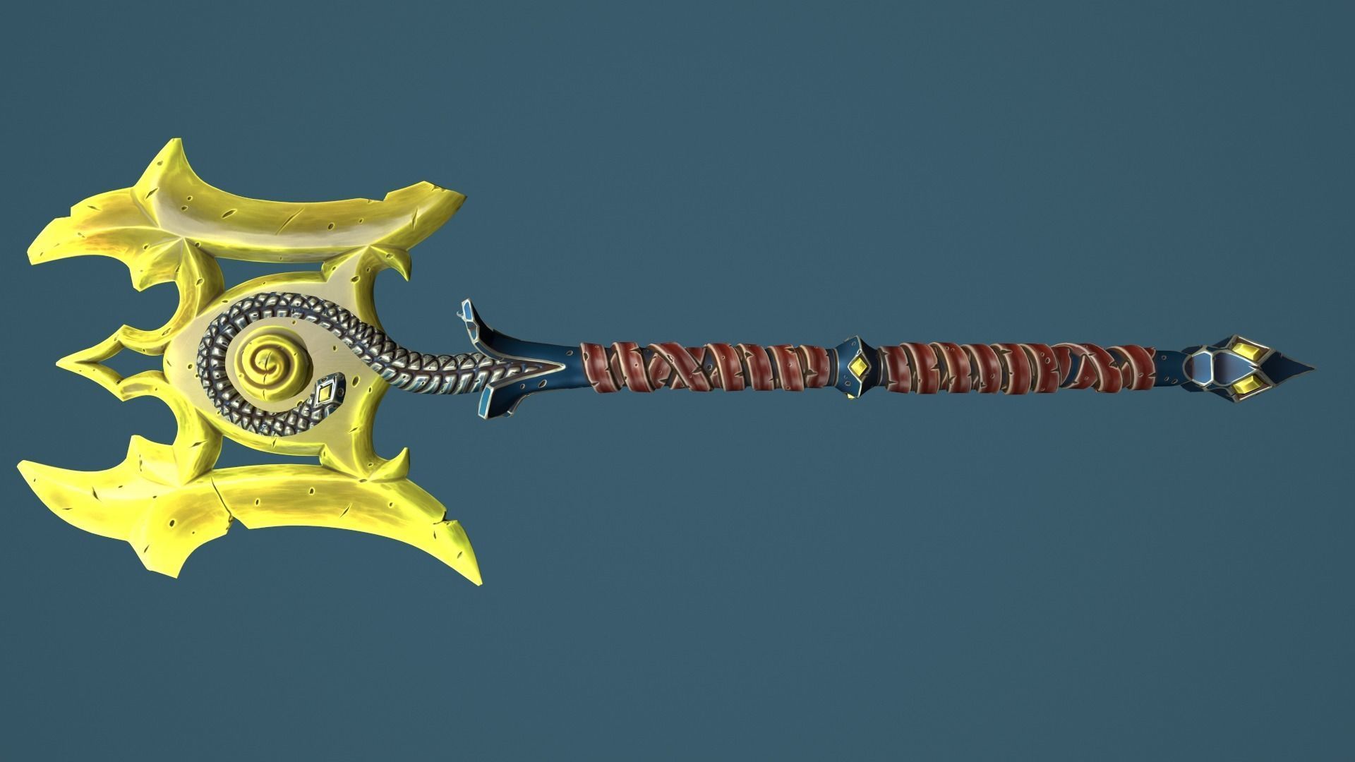 Snake poleaxe Low-poly 3D model_16