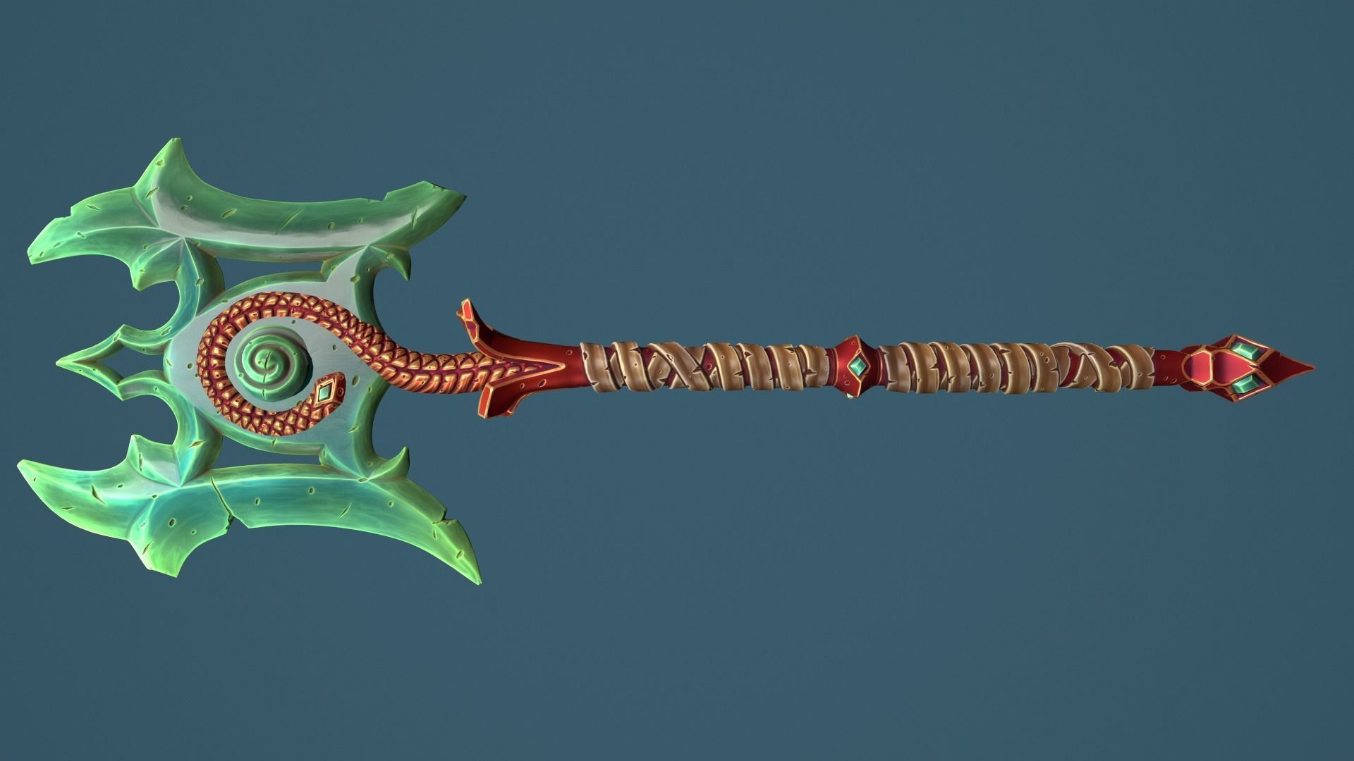 Snake poleaxe Low-poly 3D model_4