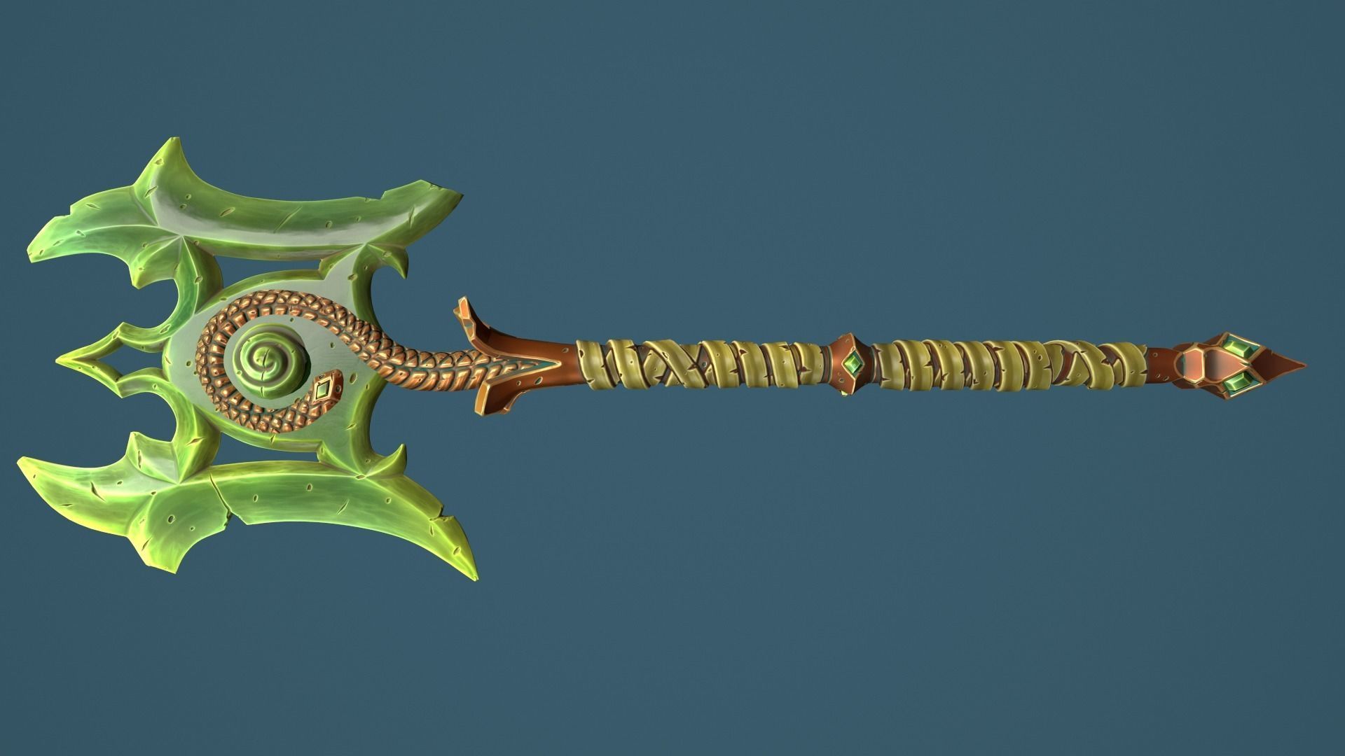 Snake poleaxe Low-poly 3D model_1