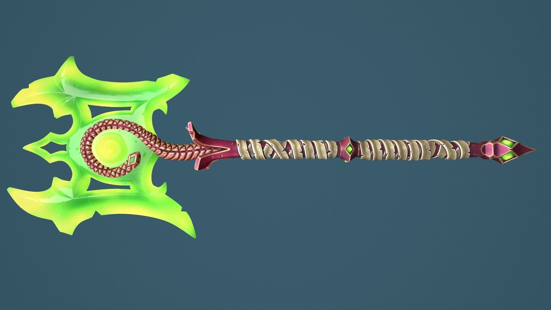 Snake poleaxe Low-poly 3D model_19