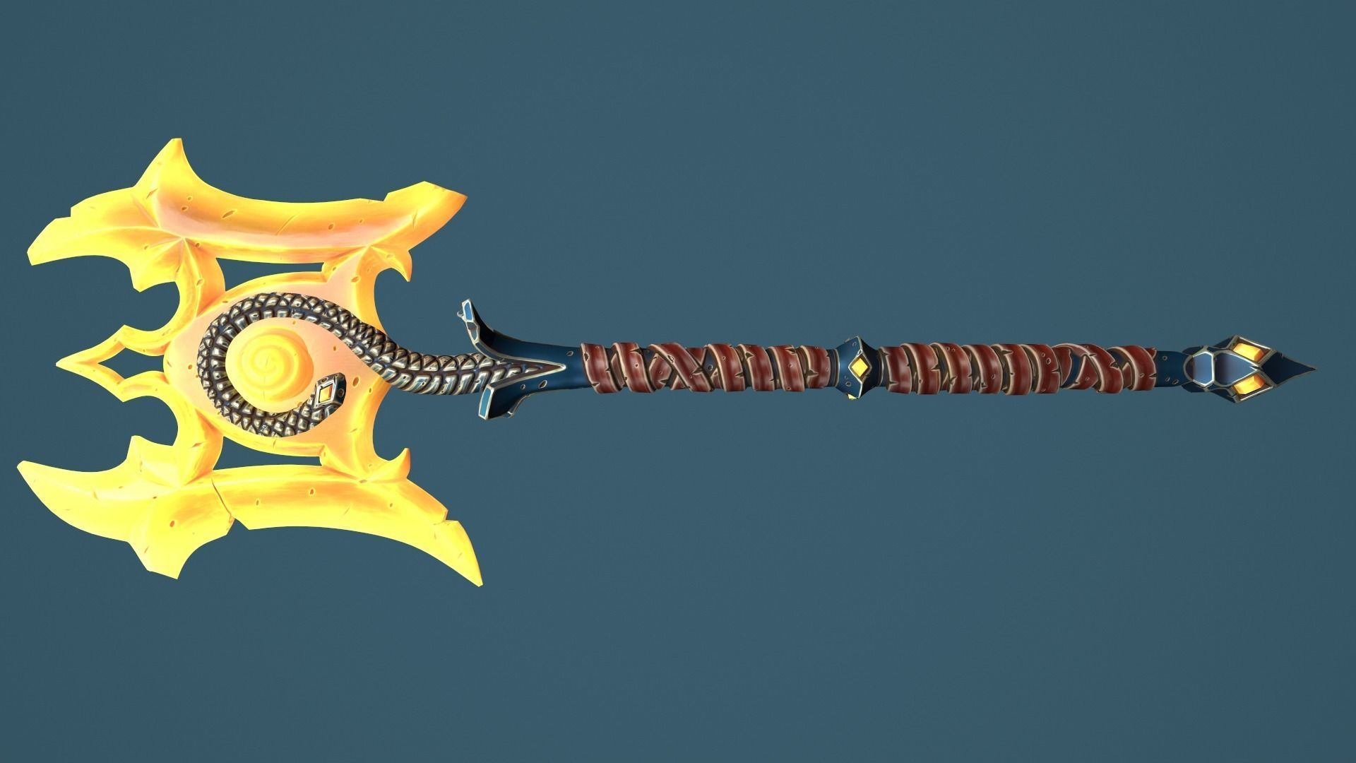 Snake poleaxe Low-poly 3D model_17