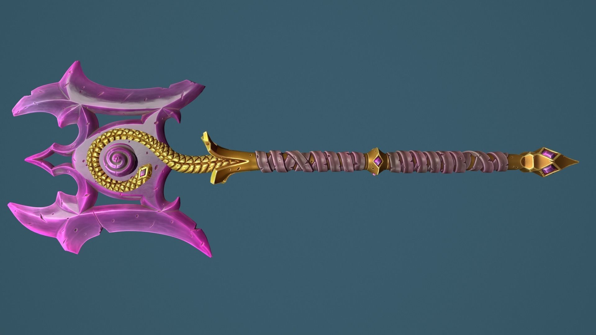 Snake poleaxe Low-poly 3D model_8