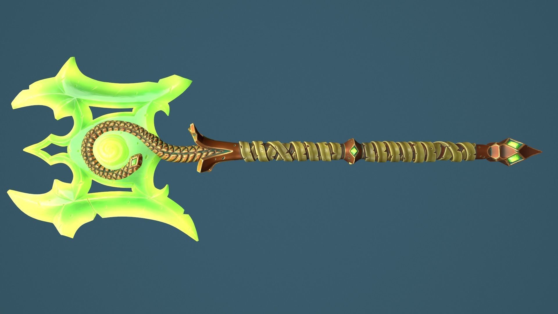 Snake poleaxe Low-poly 3D model_2