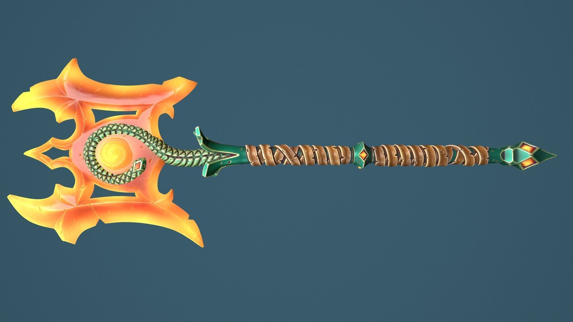 Snake poleaxe Low-poly 3D model_7