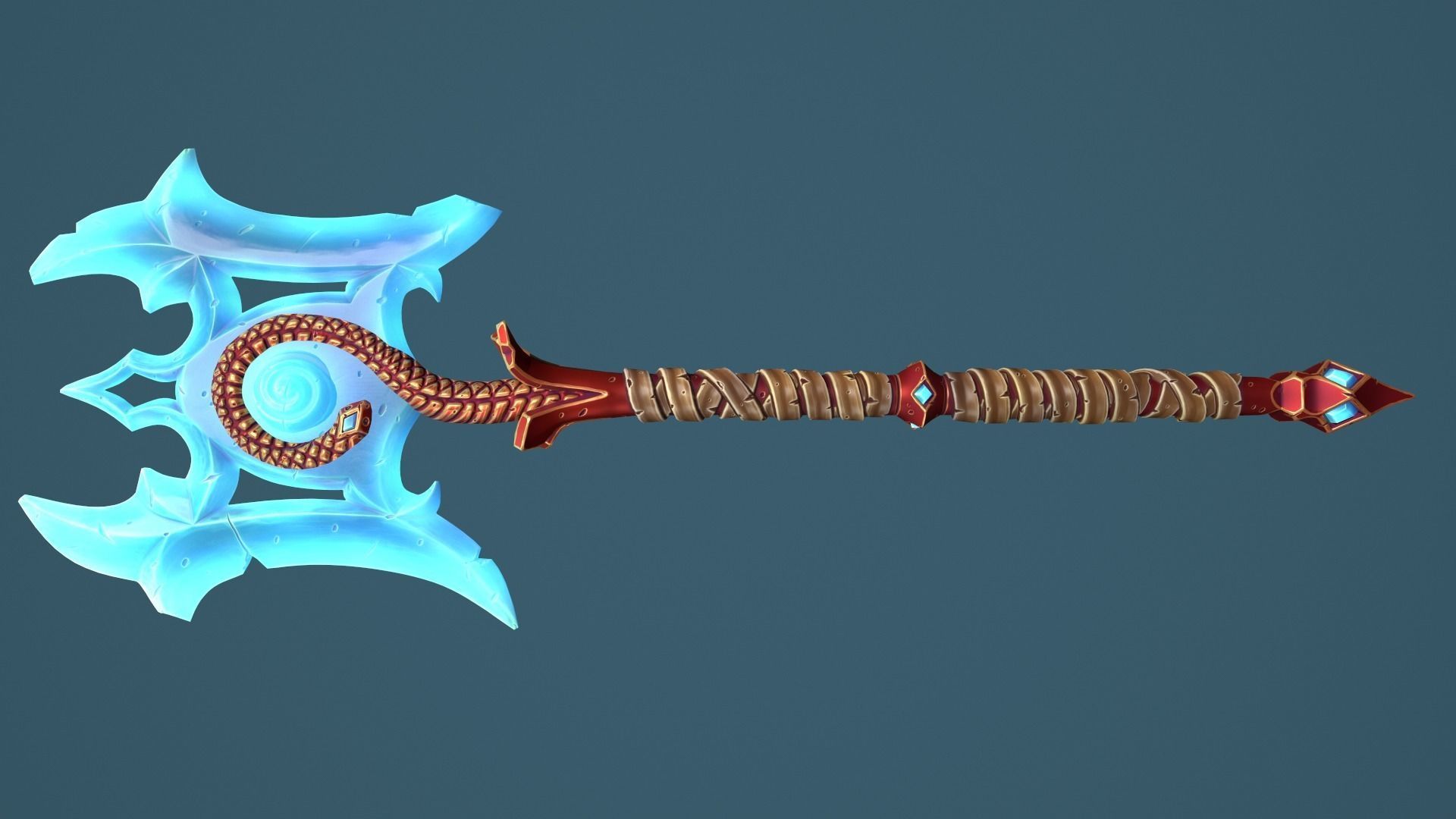 Snake poleaxe Low-poly 3D model_5