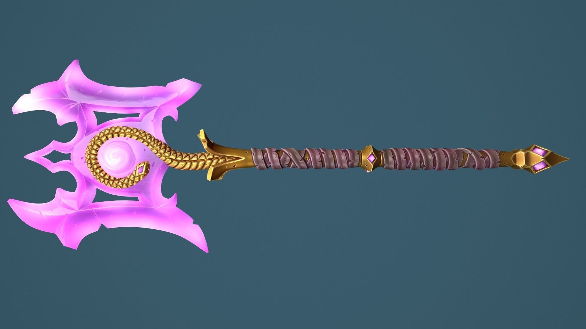 Snake poleaxe Low-poly 3D model_9
