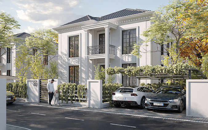 5 Neoclassical Villas 3D model 7
