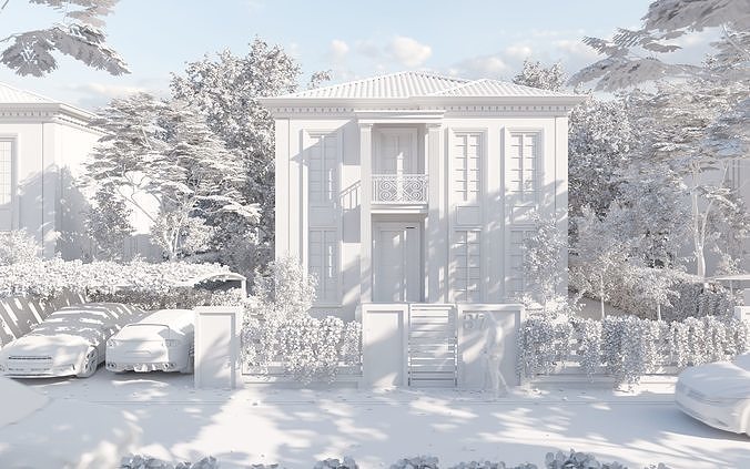 5 Neoclassical Villas 3D model 2