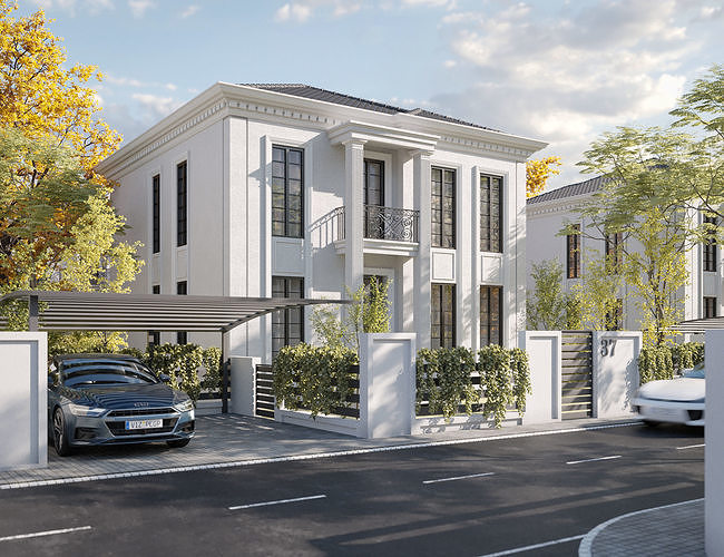 5 Neoclassical Villas 3D model 5