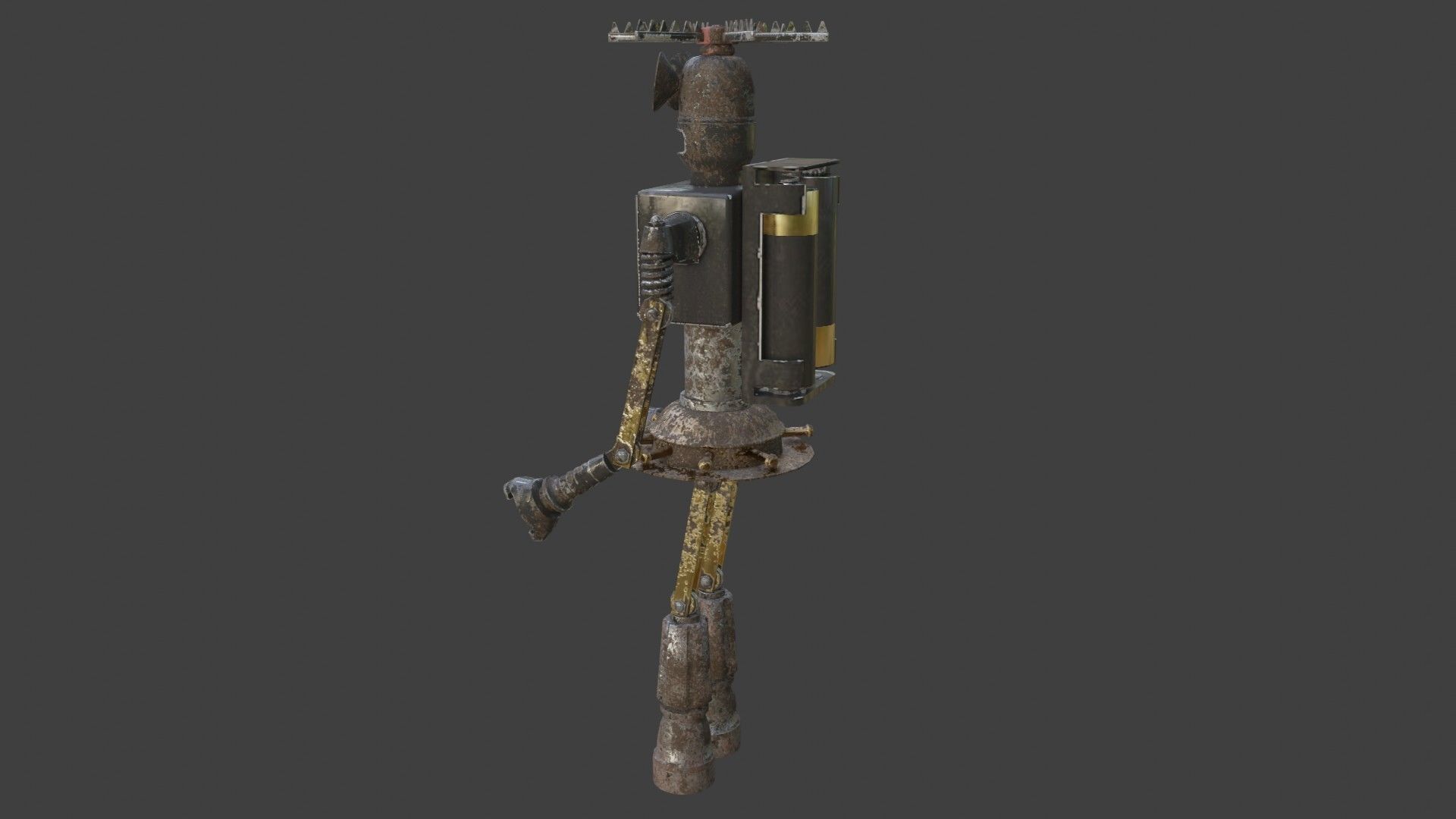 Rigged Future Old Robot 3D Model Low-poly 3D model_9