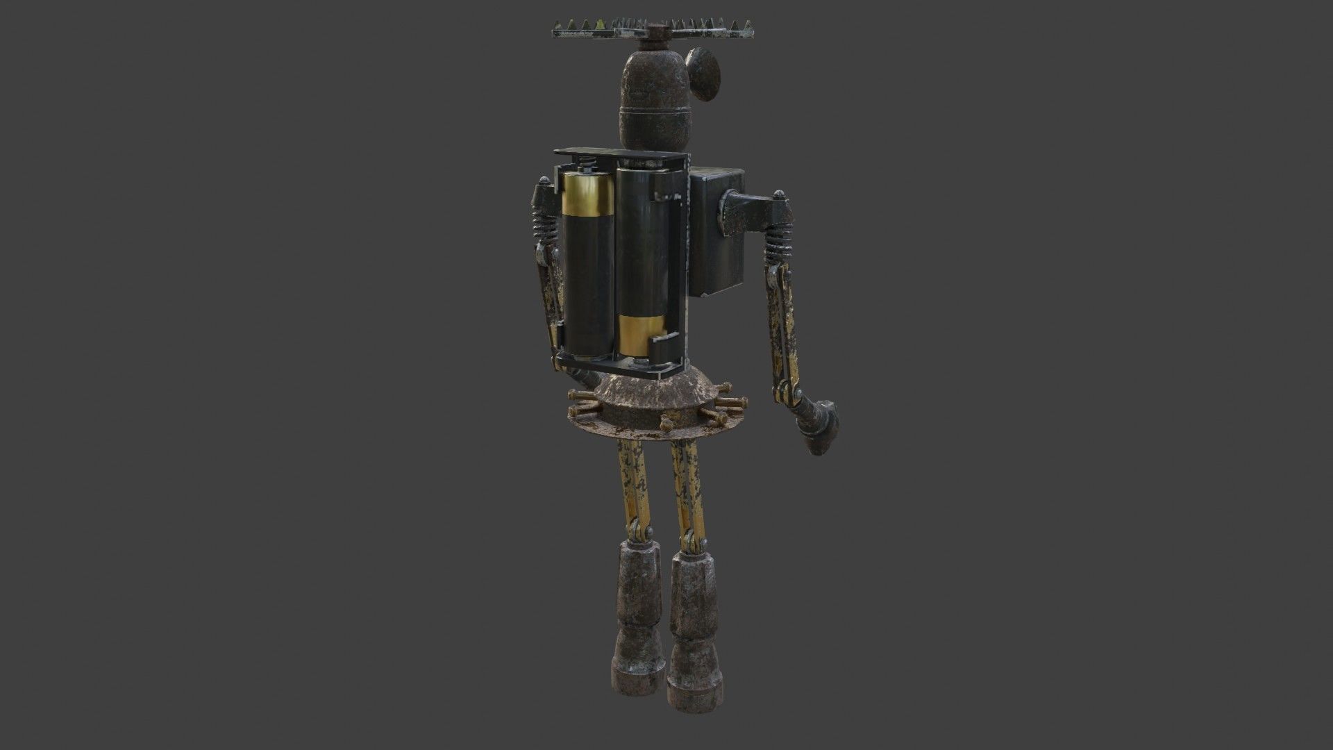Rigged Future Old Robot 3D Model Low-poly 3D model_6