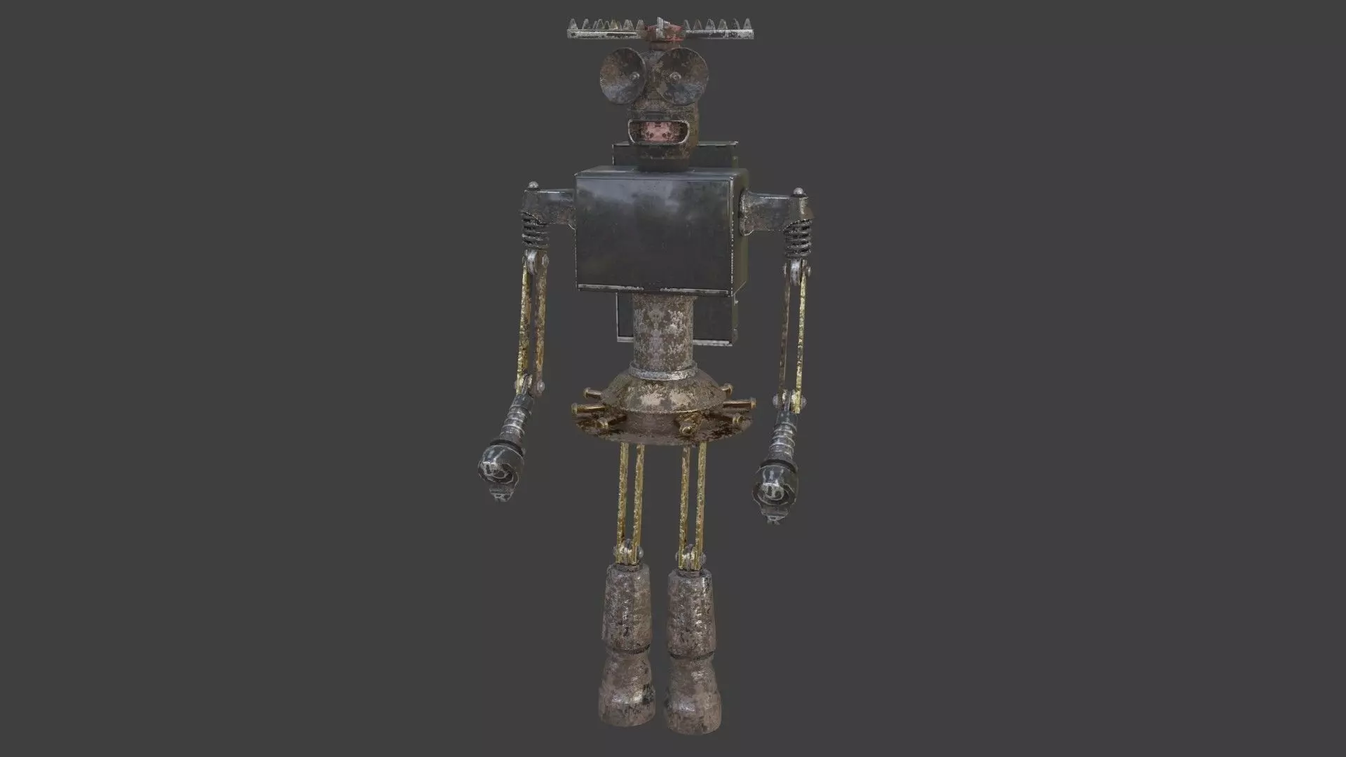 Rigged Future Old Robot 3D Model Low-poly 3D model_0