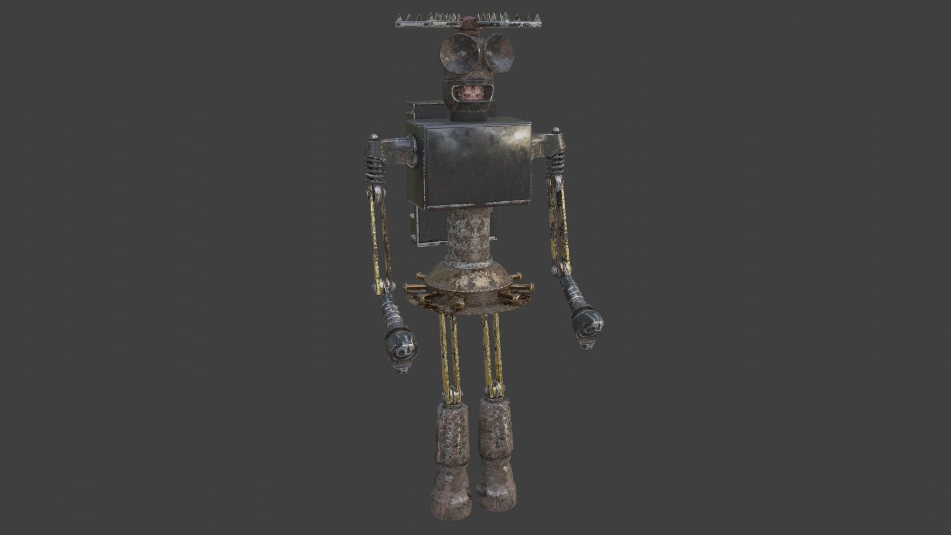 Rigged Future Old Robot 3D Model Low-poly 3D model_2
