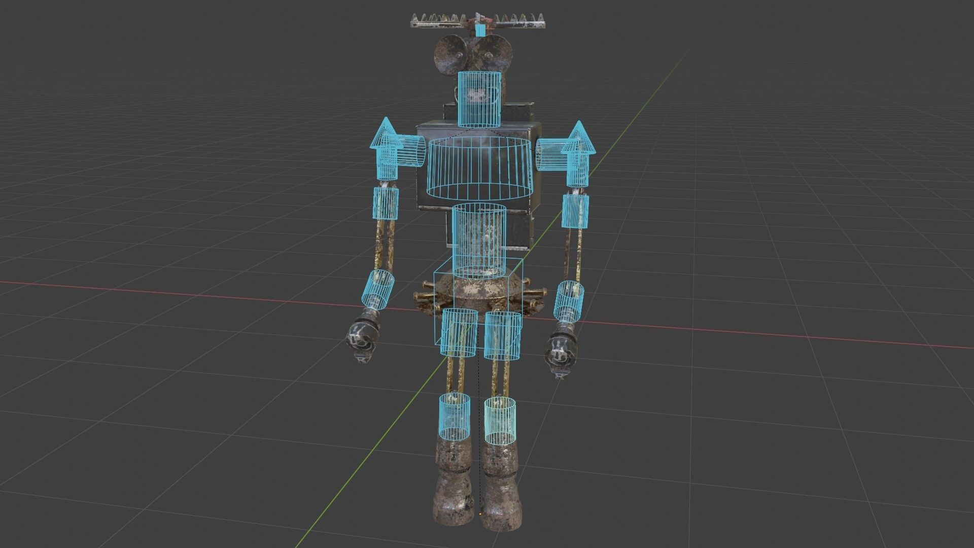 Rigged Future Old Robot 3D Model Low-poly 3D model_13
