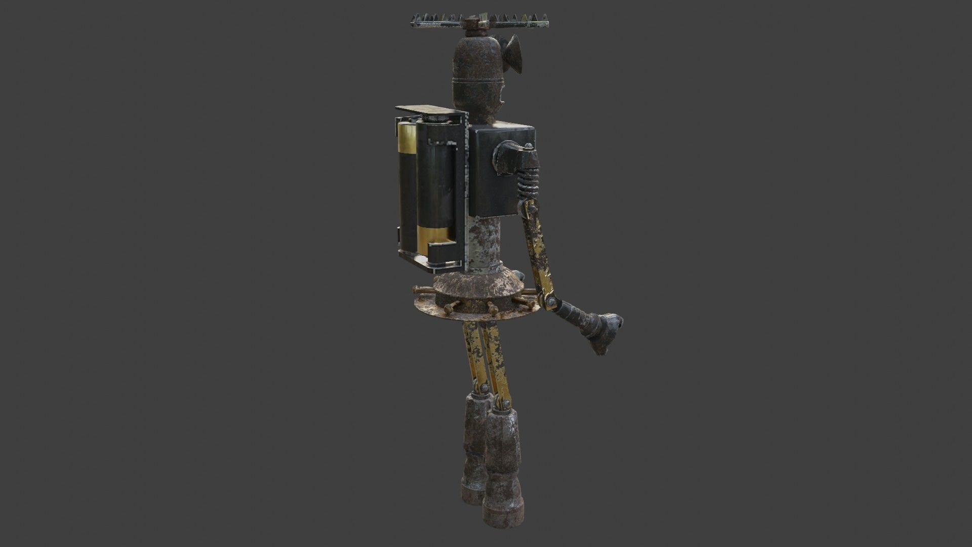 Rigged Future Old Robot 3D Model Low-poly 3D model_5