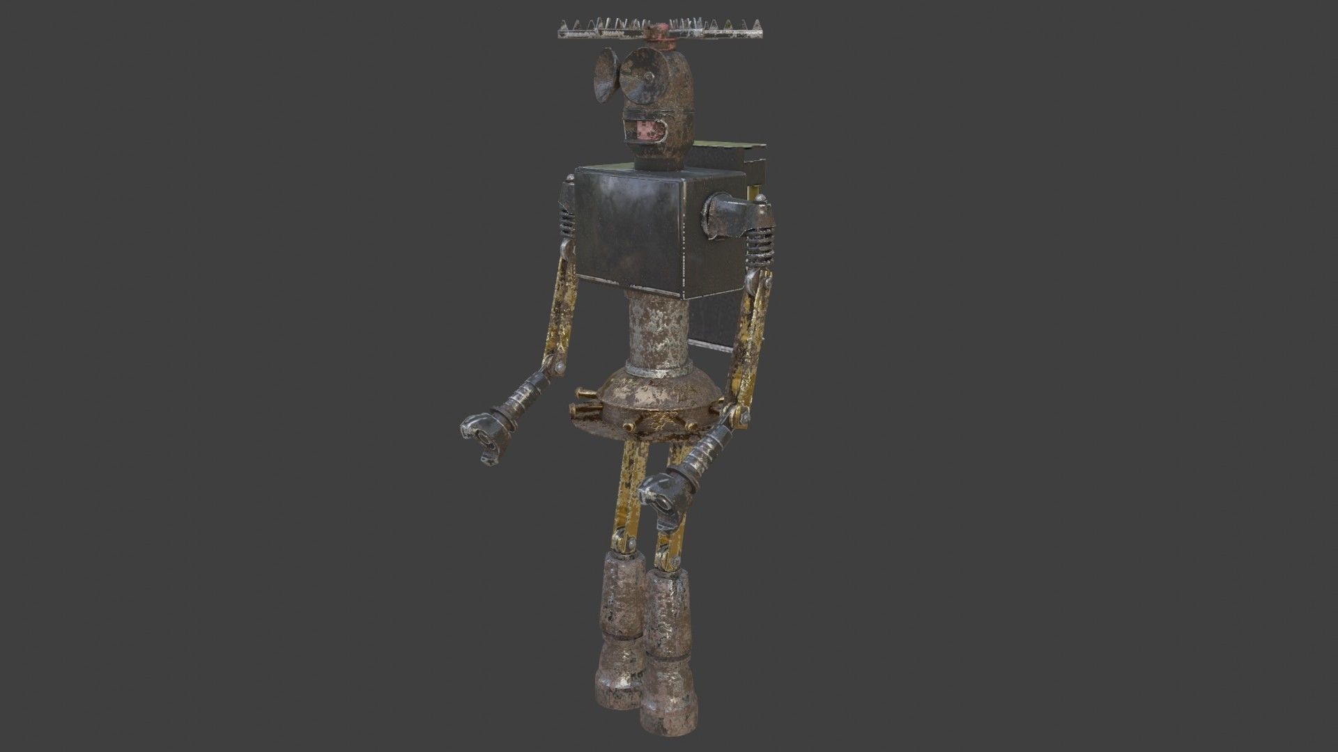 Rigged Future Old Robot 3D Model Low-poly 3D model_11
