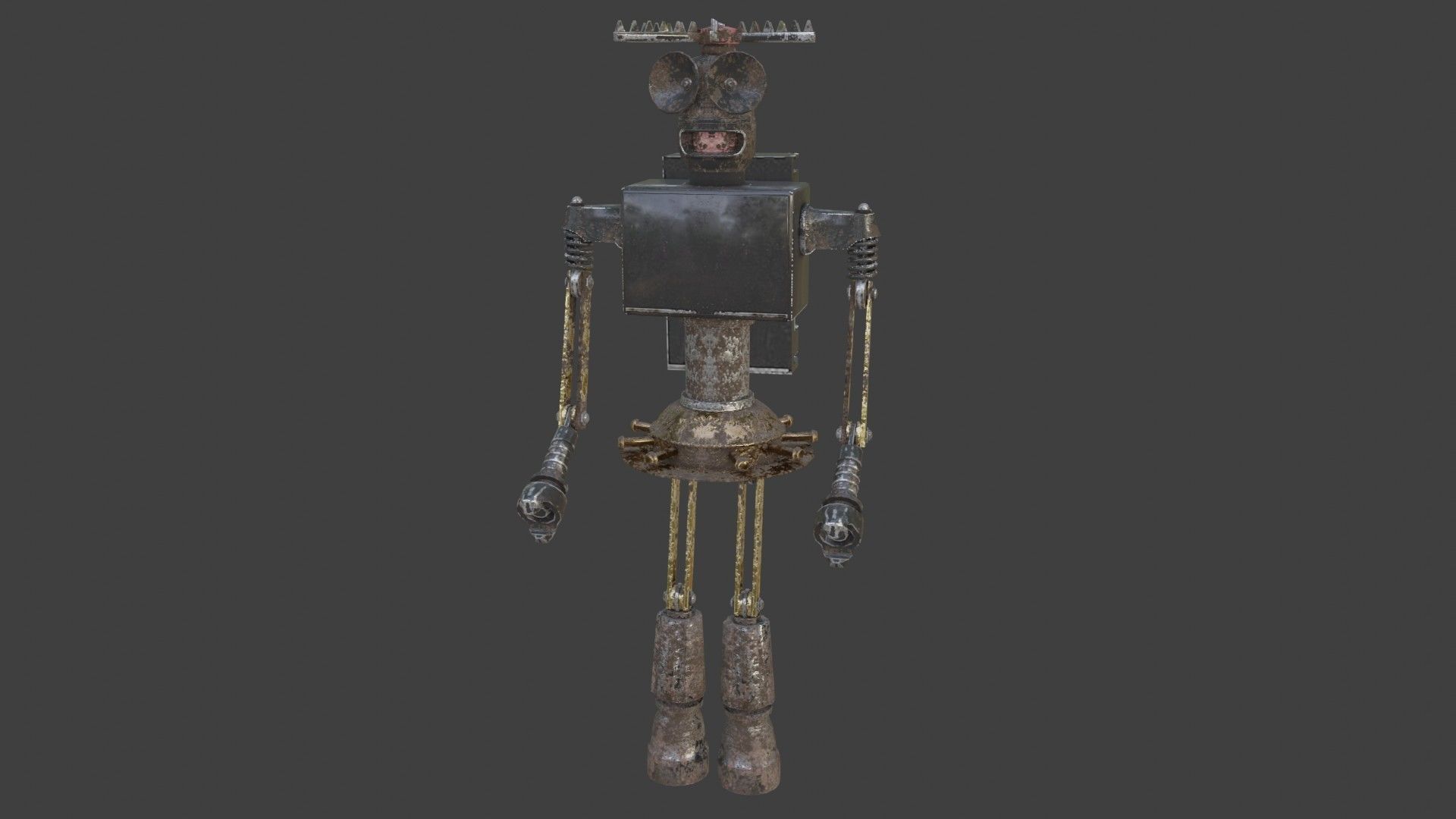 Rigged Future Old Robot 3D Model Low-poly 3D model_12