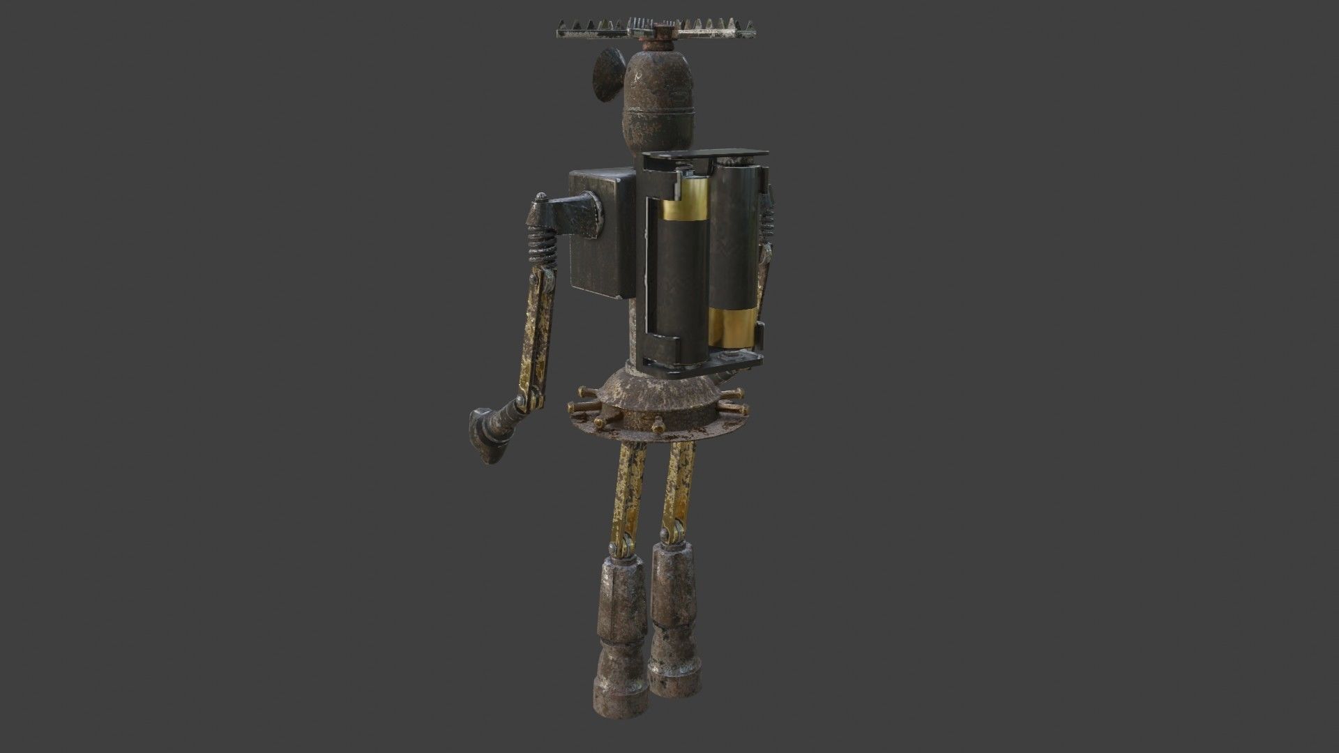 Rigged Future Old Robot 3D Model Low-poly 3D model_8