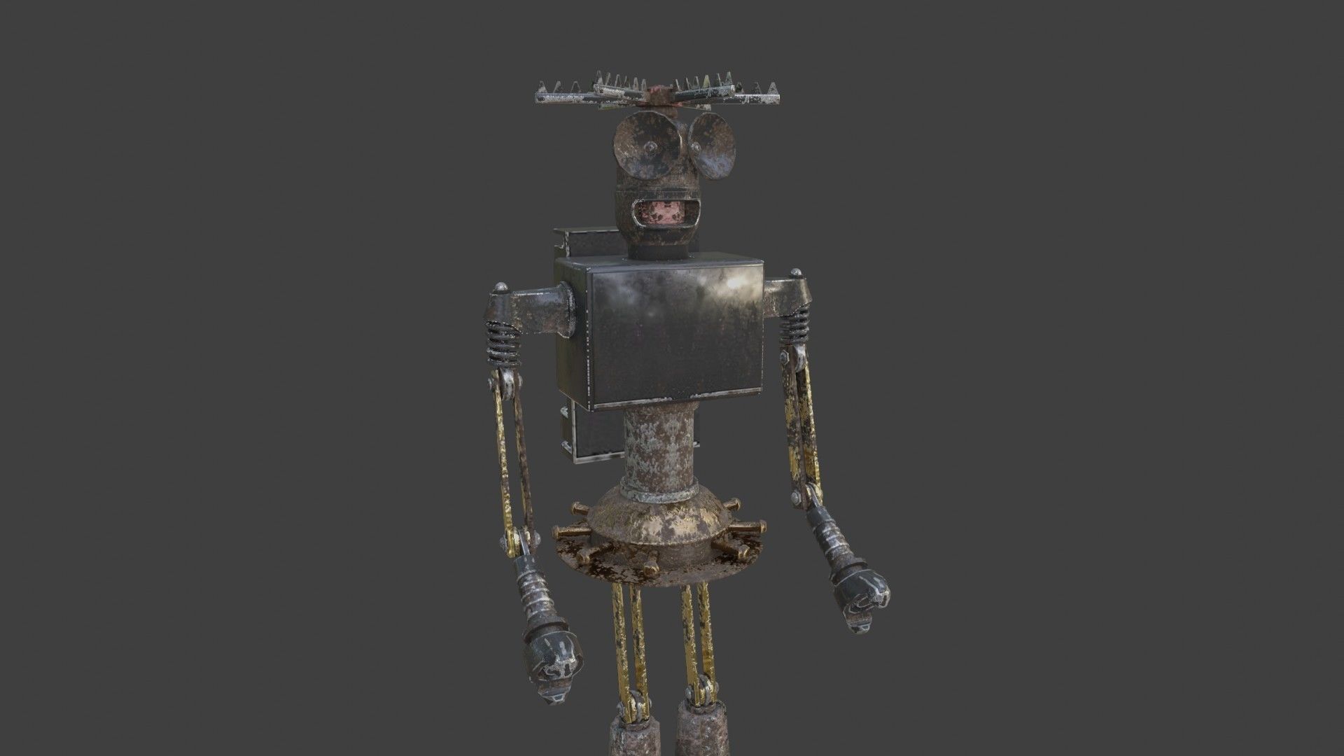 Rigged Future Old Robot 3D Model Low-poly 3D model_18