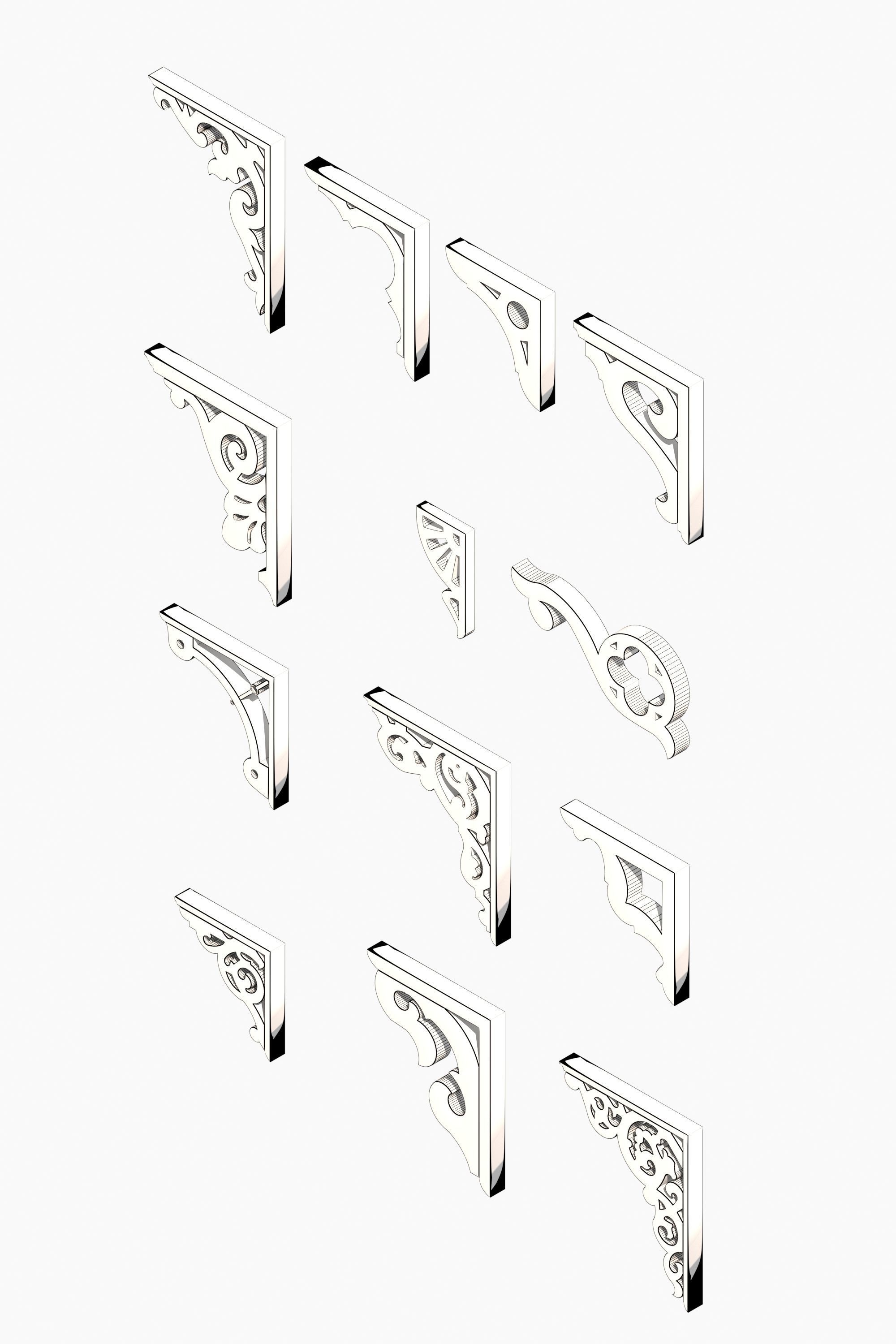 Wood Brackets Free 3D model_5