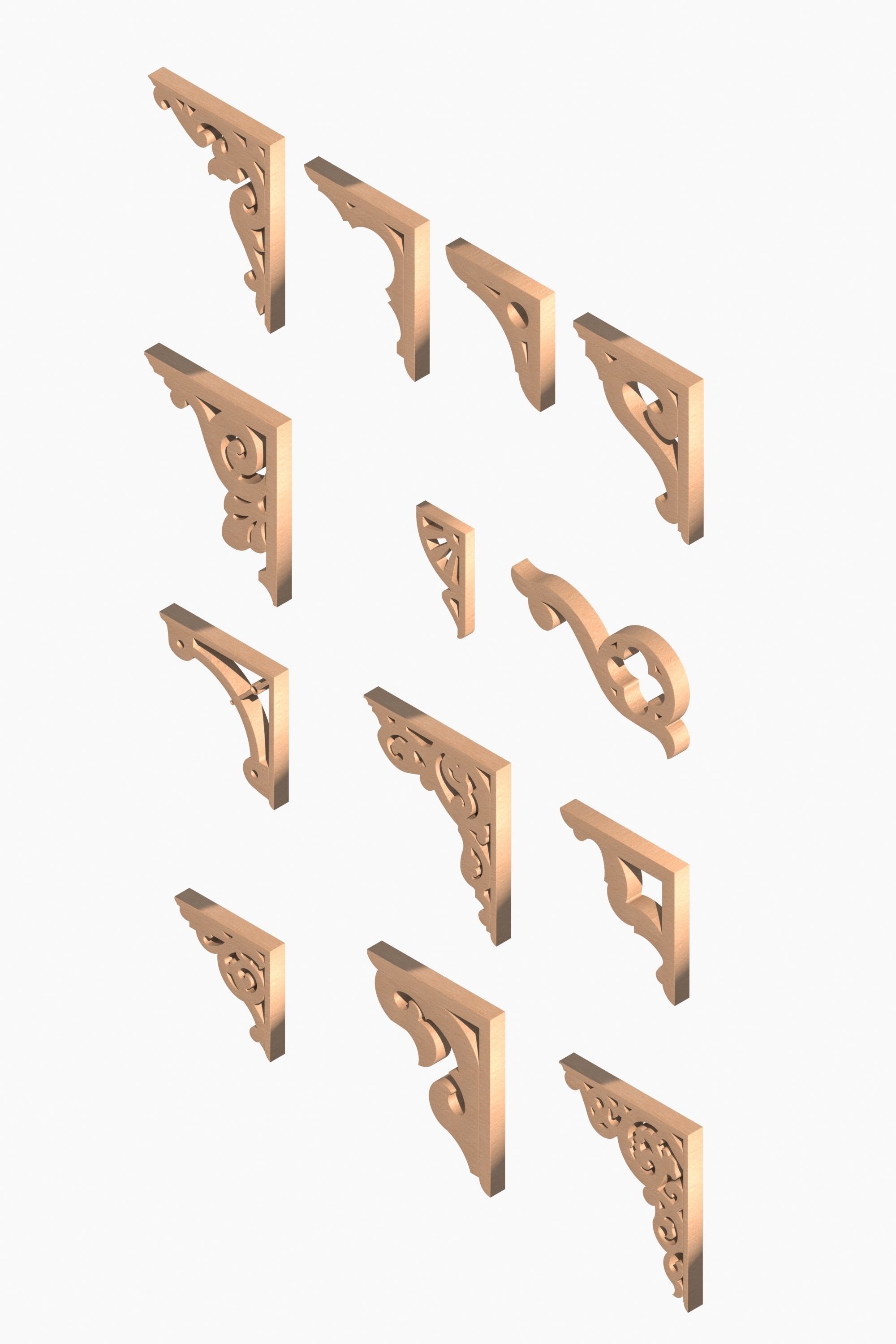 Wood Brackets Free 3D model_4