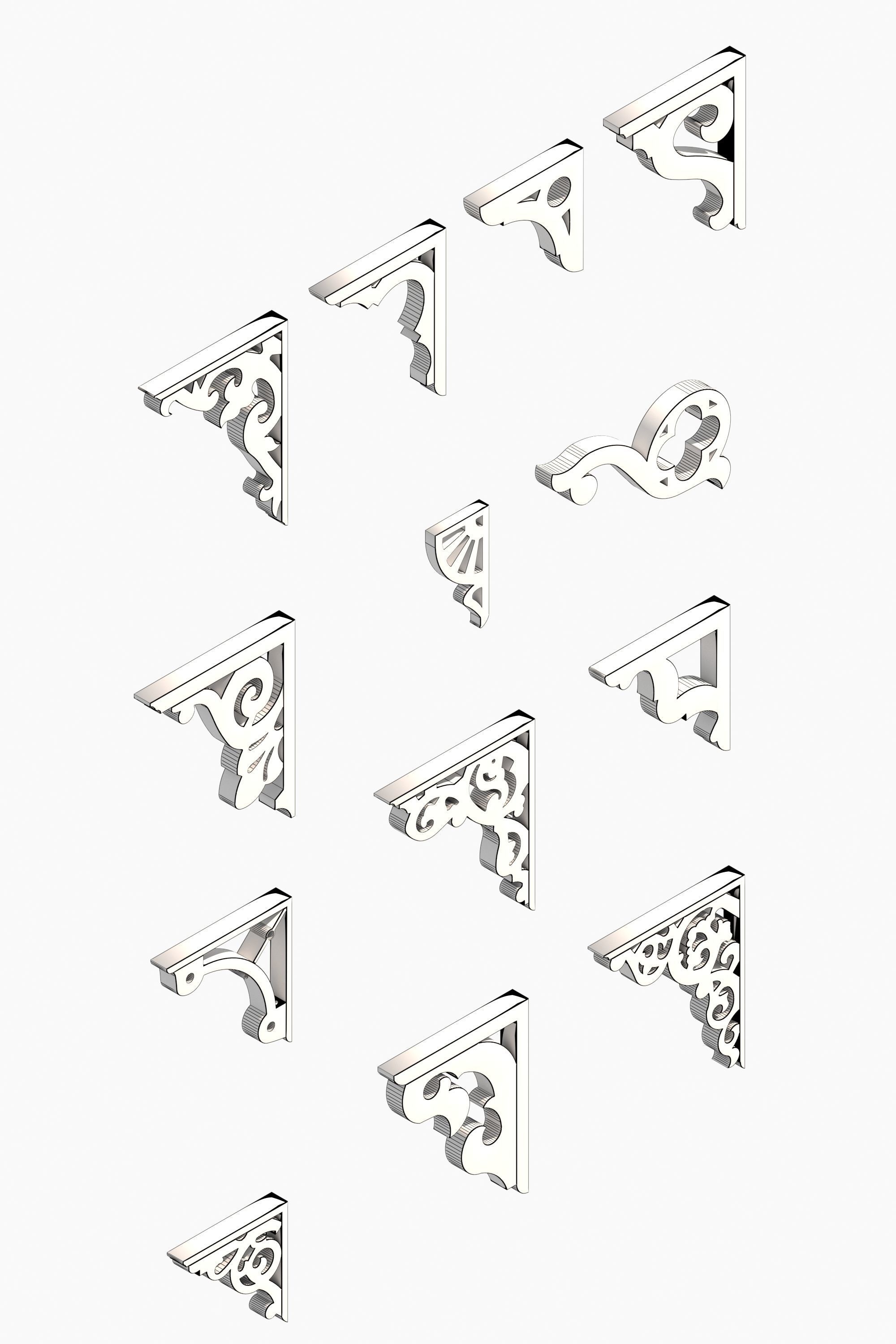 Wood Brackets Free 3D model_3