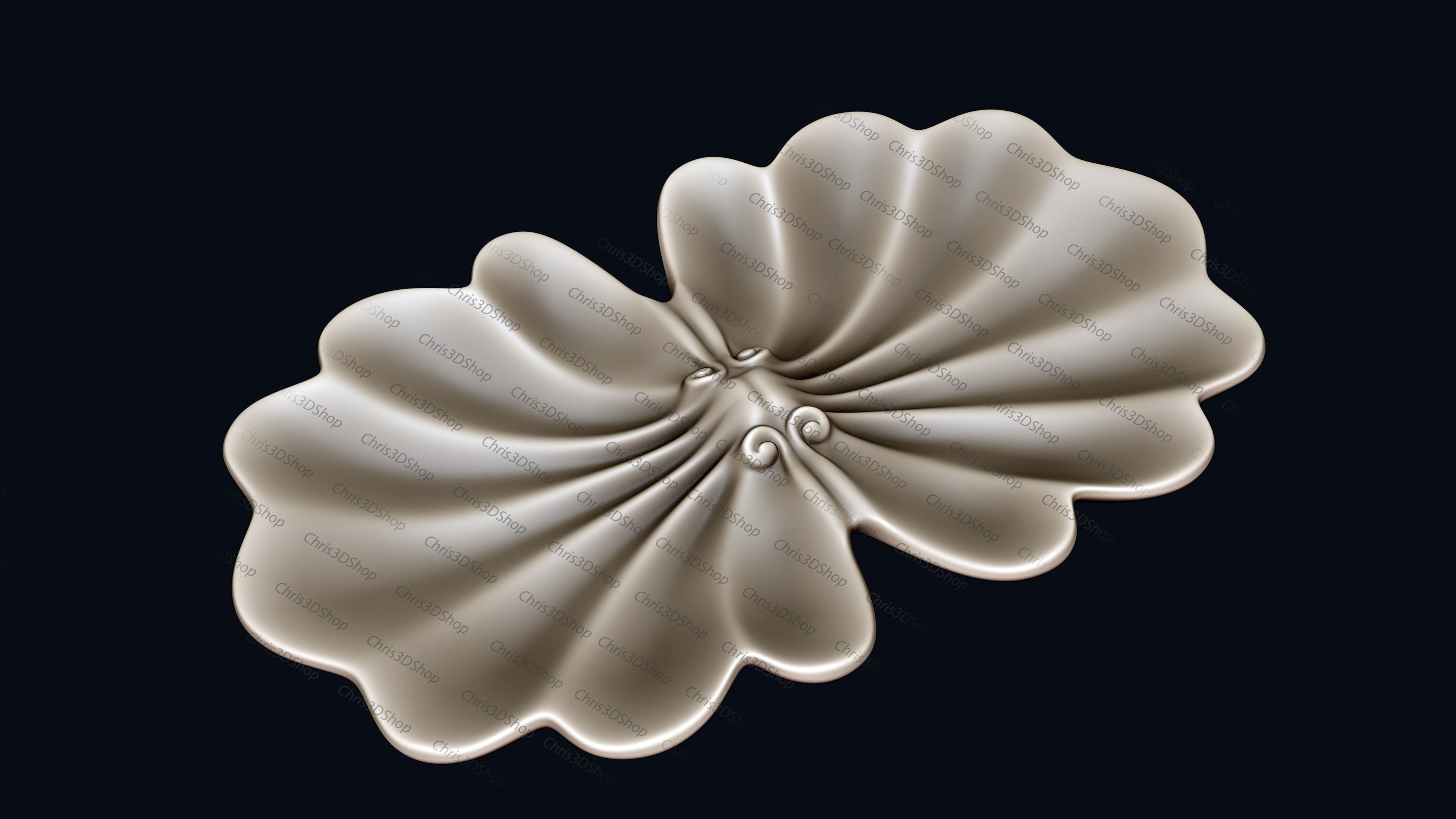 Seashell Tray - 3D STL file for CNC 3D model_1