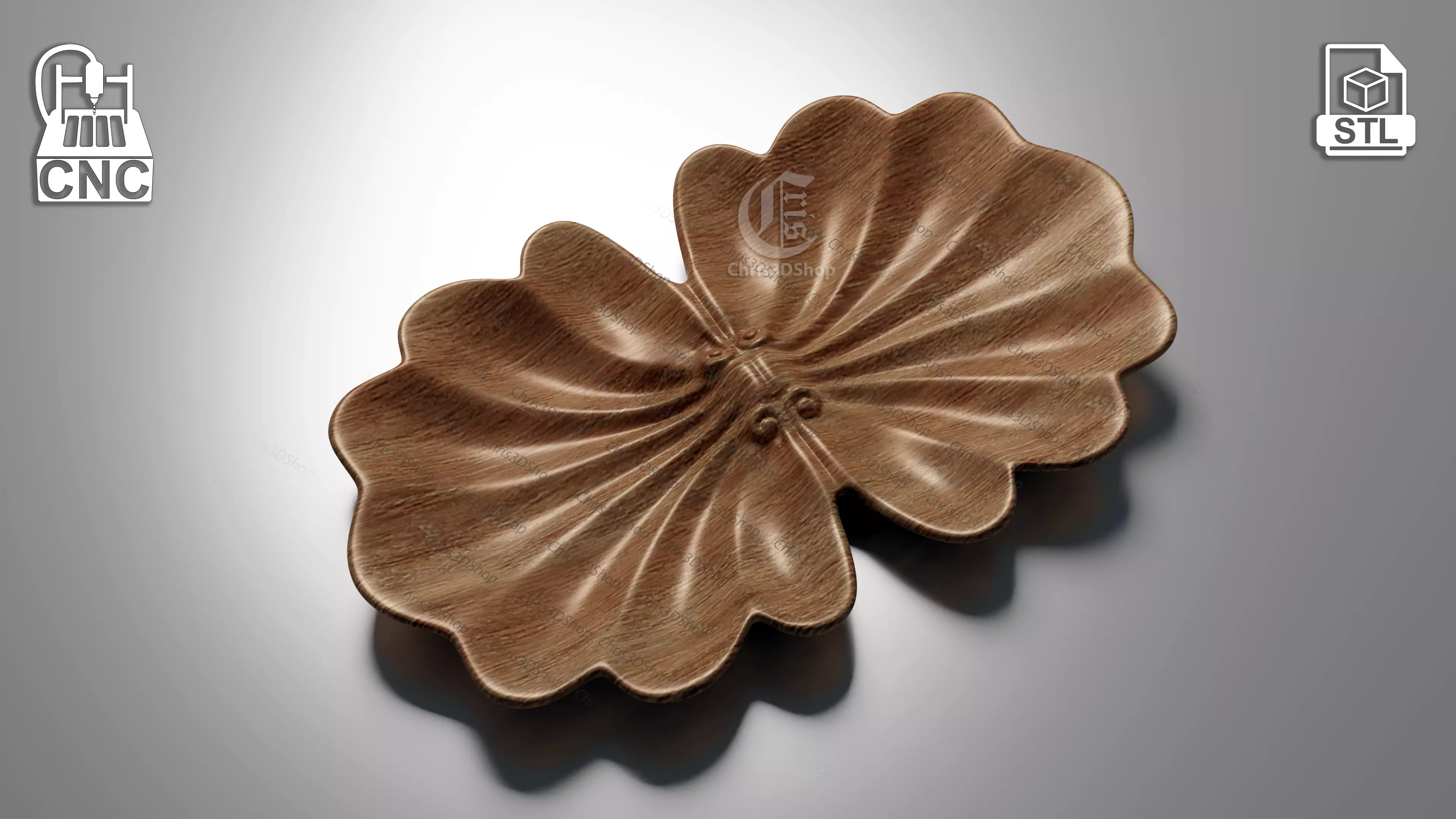 Seashell Tray - 3D STL file for CNC 3D model_0