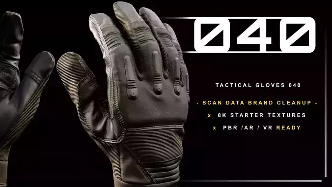 Tactical Gloves 040 Low-poly 3D model