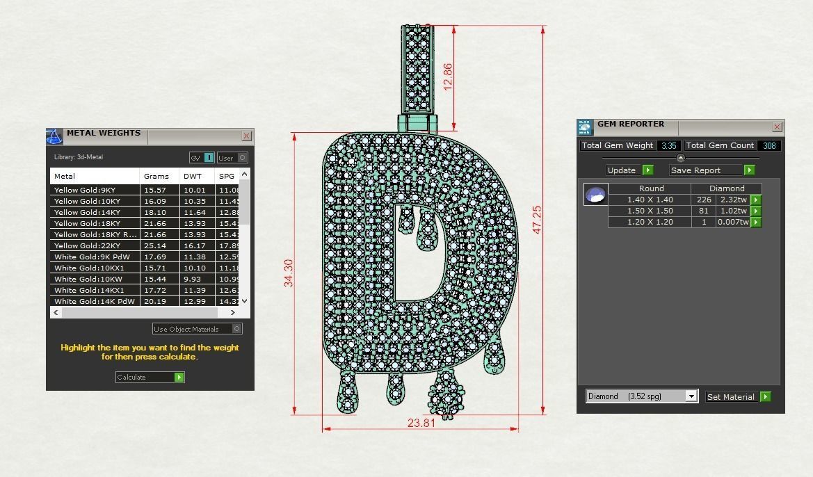 Bubble Letter D with Drip Pendant 3D print model_13