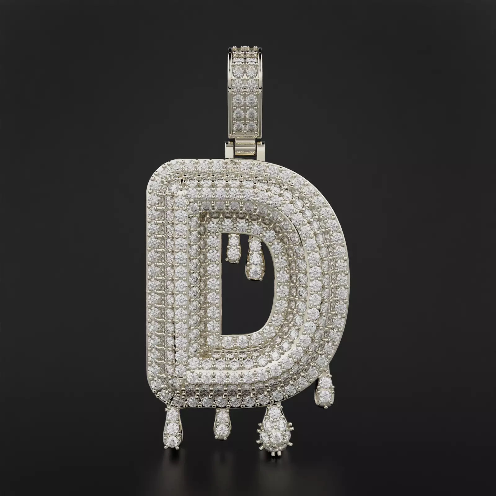 Bubble Letter D with Drip Pendant 3D print model_0