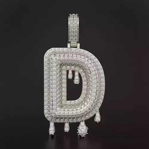Bubble Letter D with Drip Pendant 3D print model