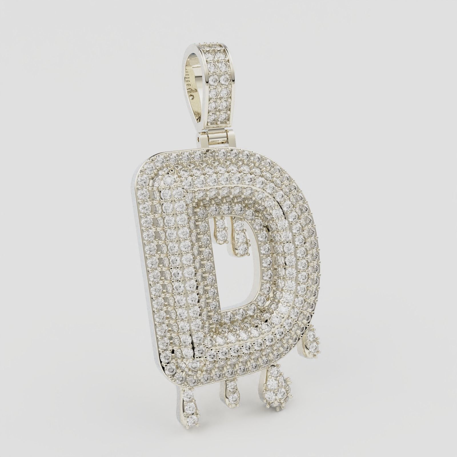 Bubble Letter D with Drip Pendant 3D print model_8