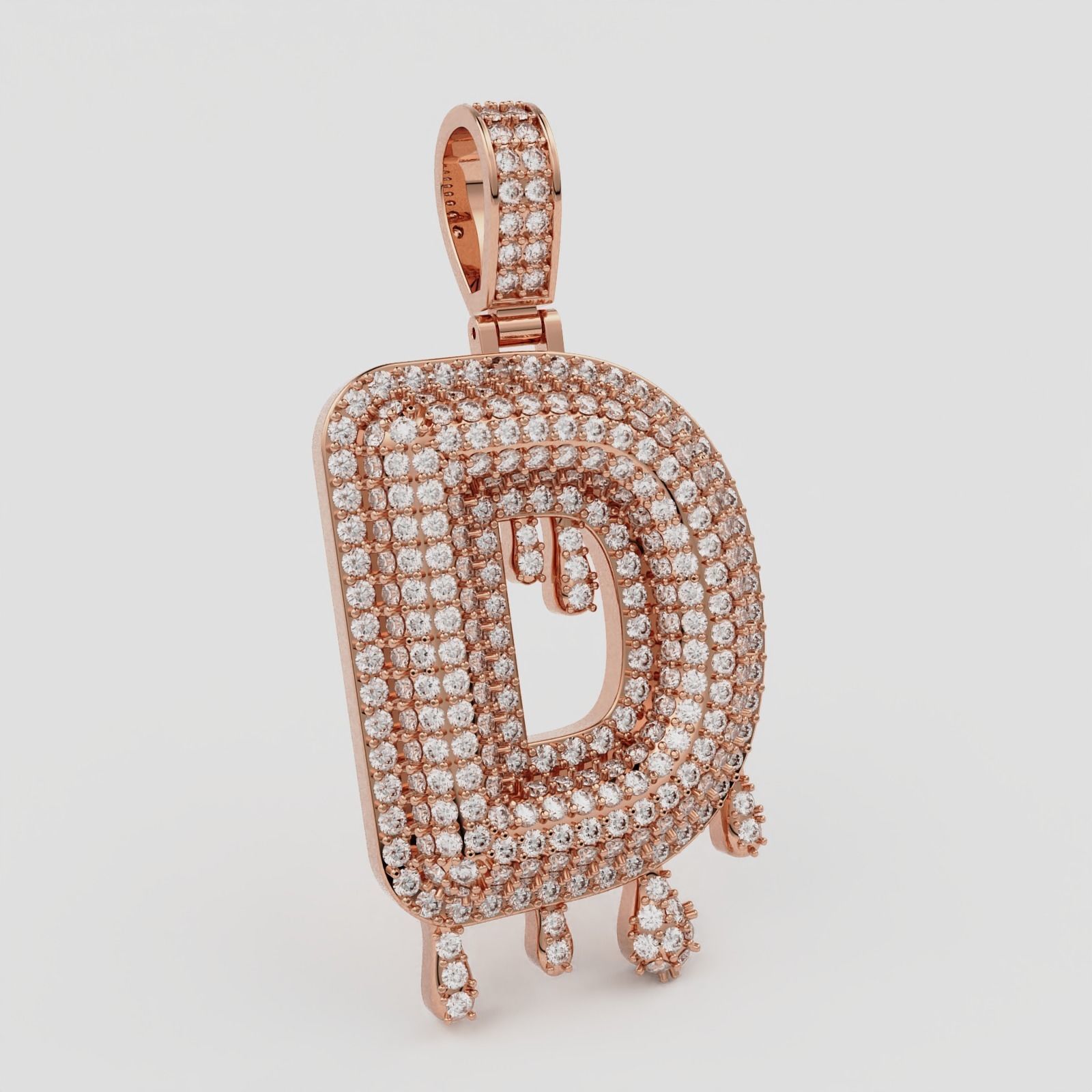 Bubble Letter D with Drip Pendant 3D print model_9