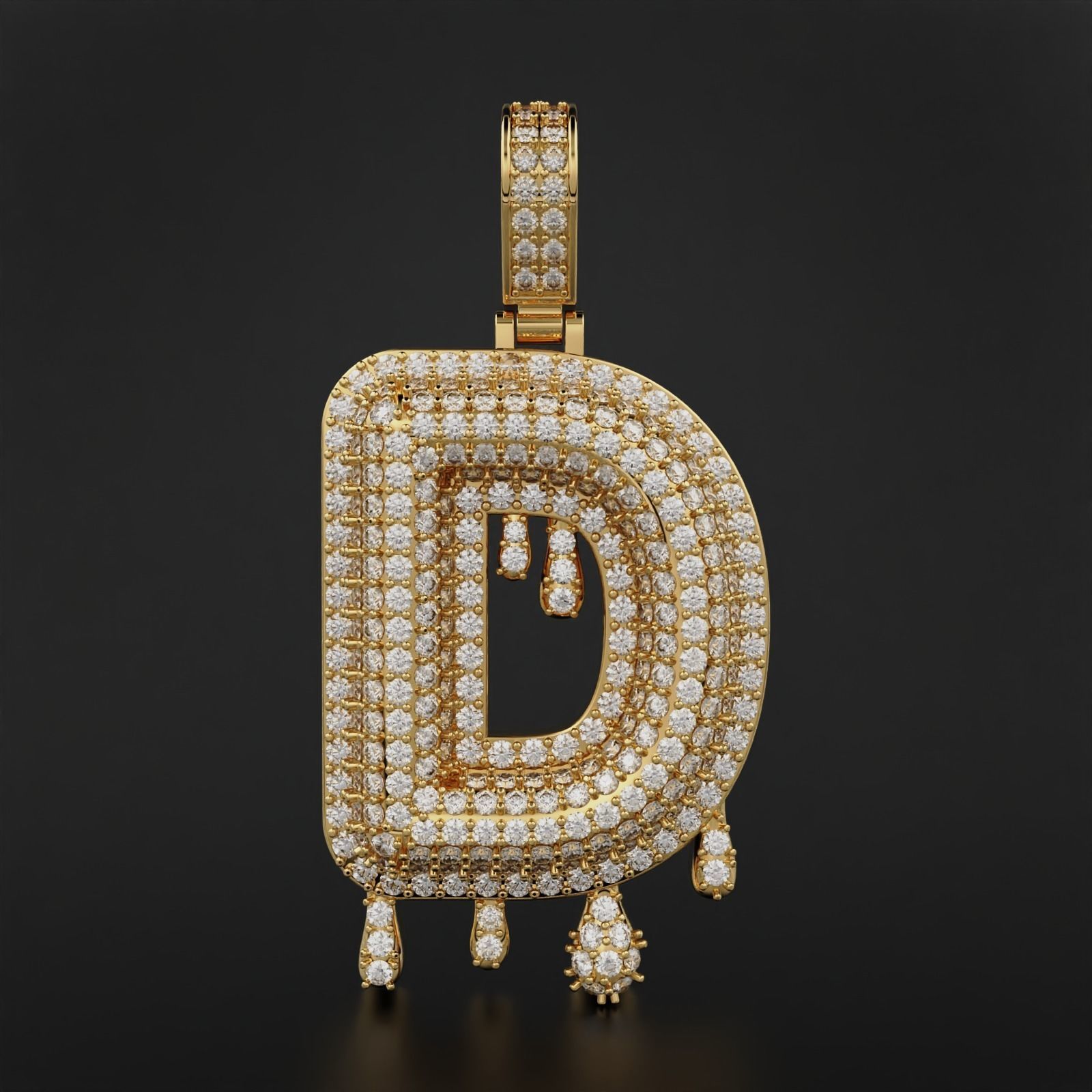 Bubble Letter D with Drip Pendant 3D print model_3