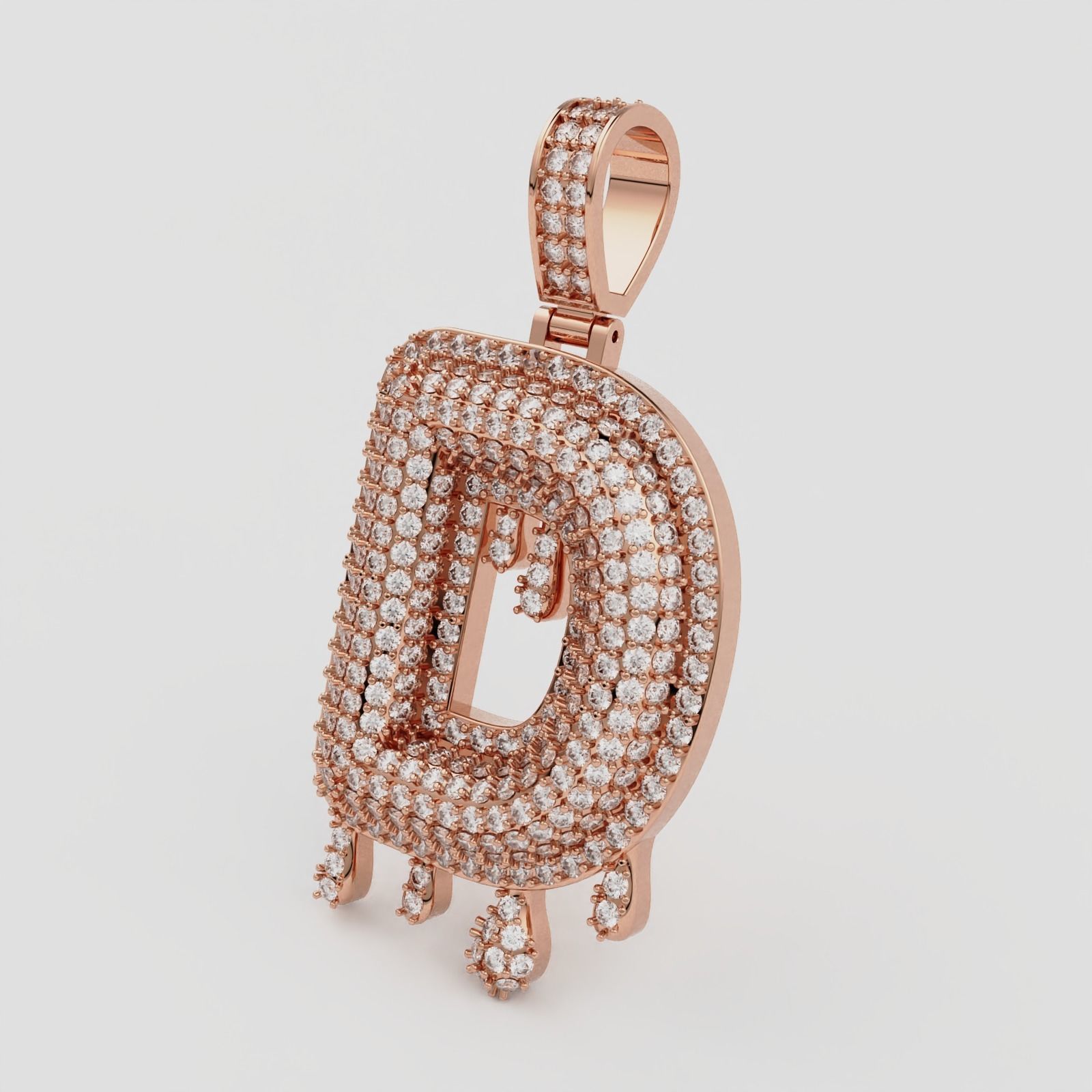 Bubble Letter D with Drip Pendant 3D print model_10