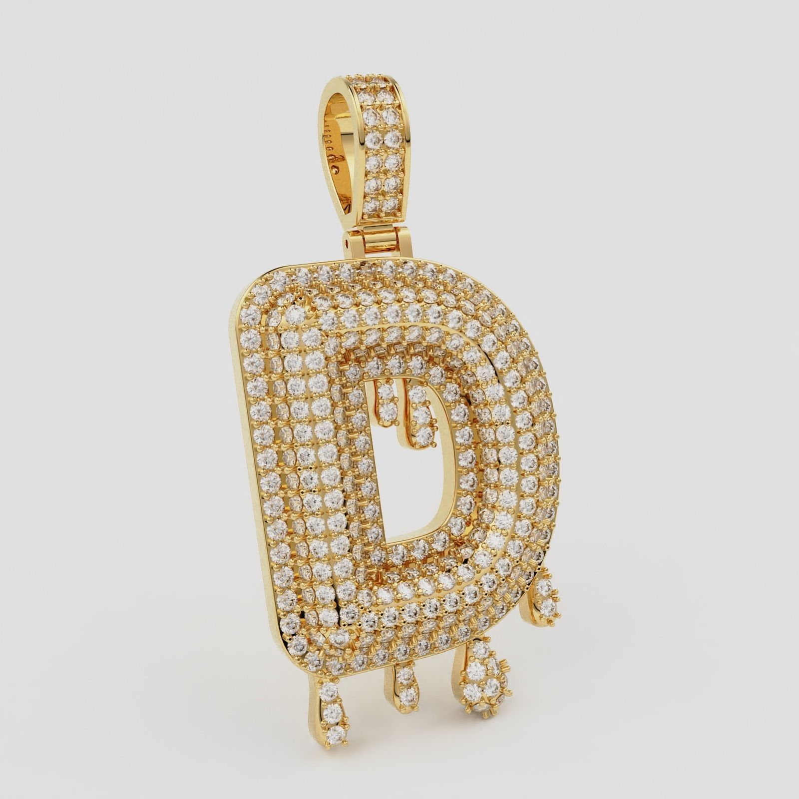 Bubble Letter D with Drip Pendant 3D print model_6