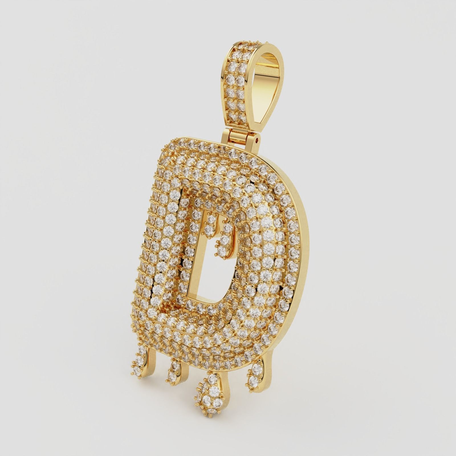 Bubble Letter D with Drip Pendant 3D print model_11