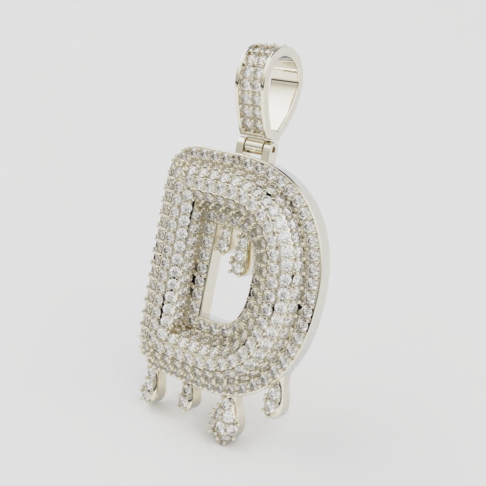 Bubble Letter D with Drip Pendant 3D print model_12