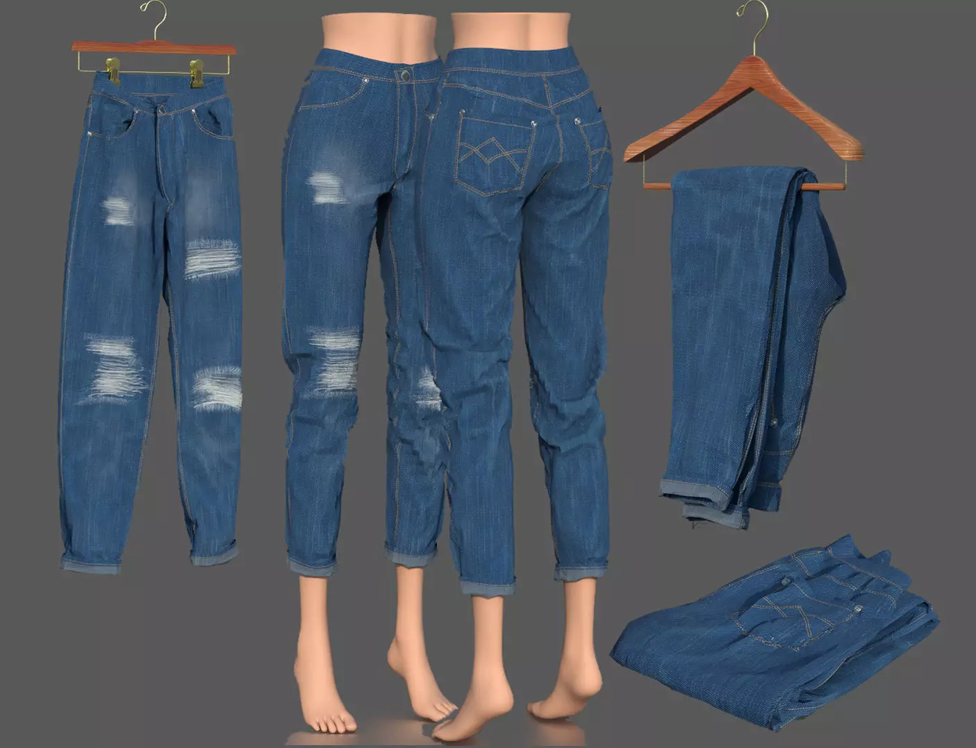JEANS PACK Low-poly 3D model