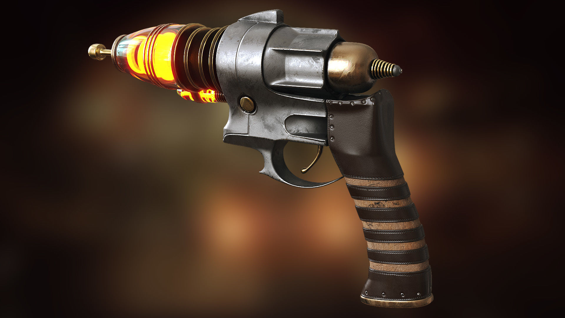 Sci-fi Steampunk themed hand gun - PBR Textures Low-poly 3D model_4